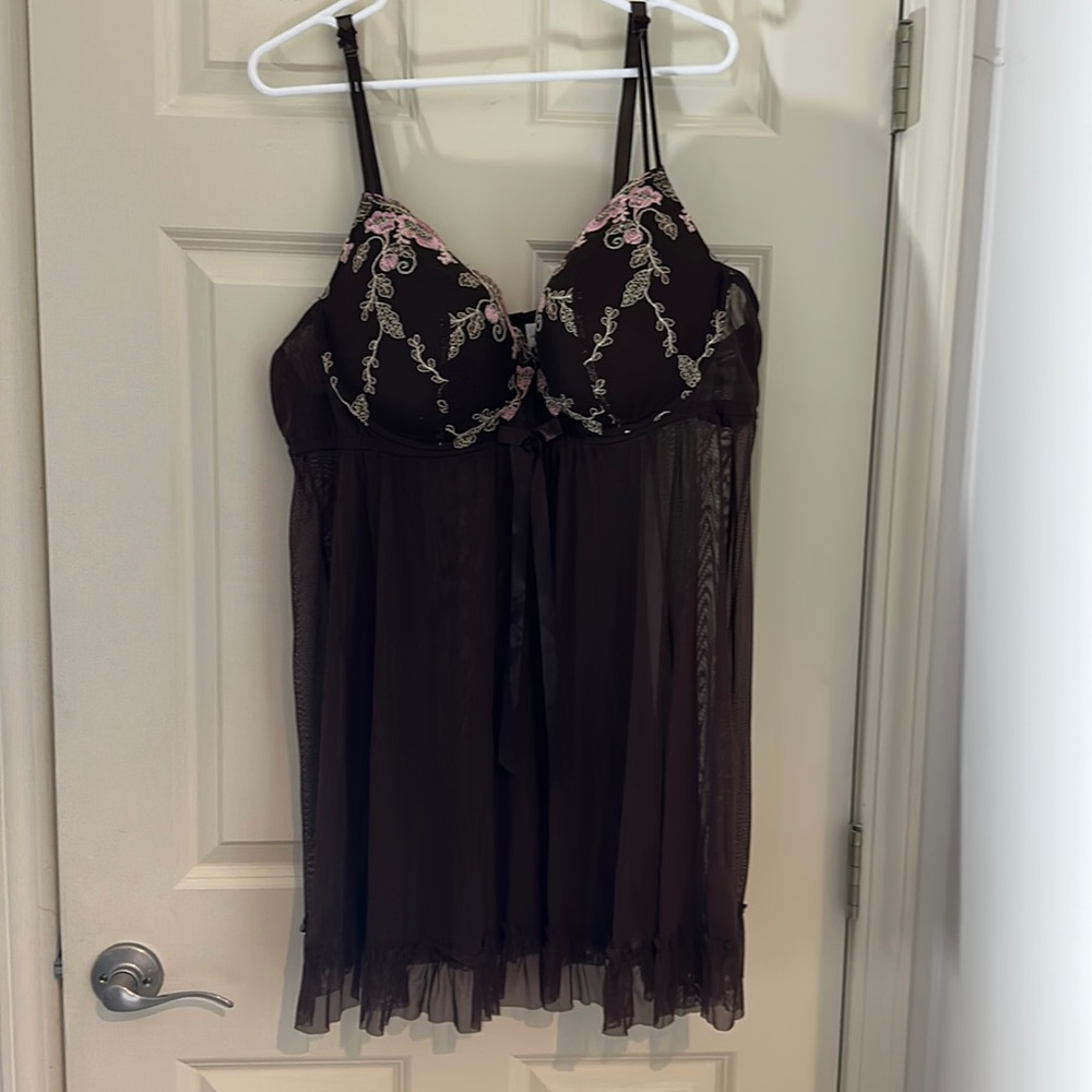 Brown with light pink Torrid, baby doll 4X no matching underwear